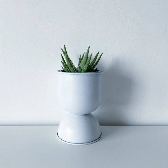"Venus" Double Decker Metal Planter / Pot in Matte Finish - White - Picture 3 of 13